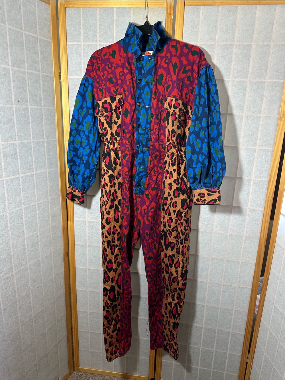 Farm Rio Bold Mixed-Animal Print Button-Up jumpsuit